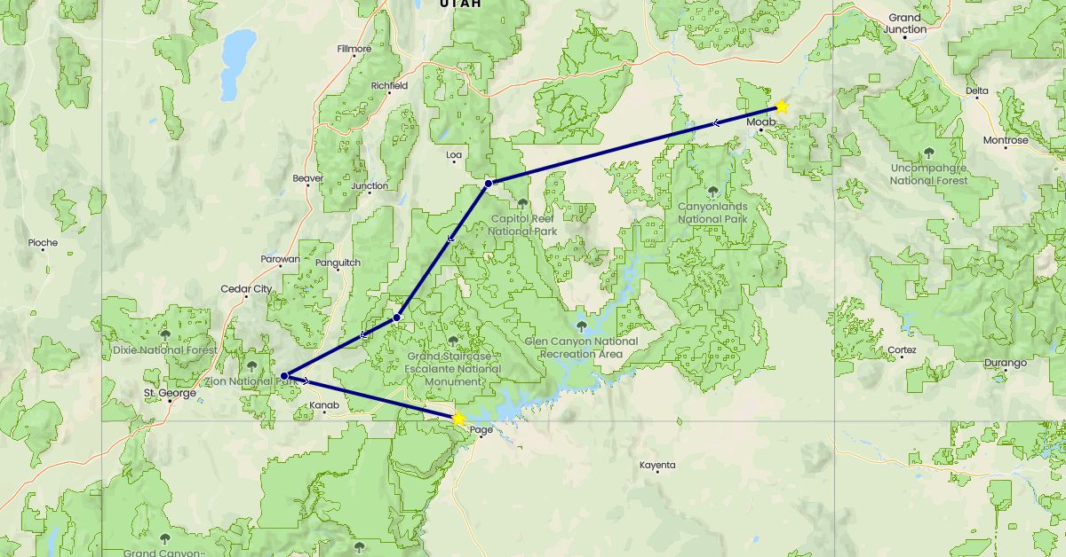 TravelMap itinerary: driving in United States (North America)