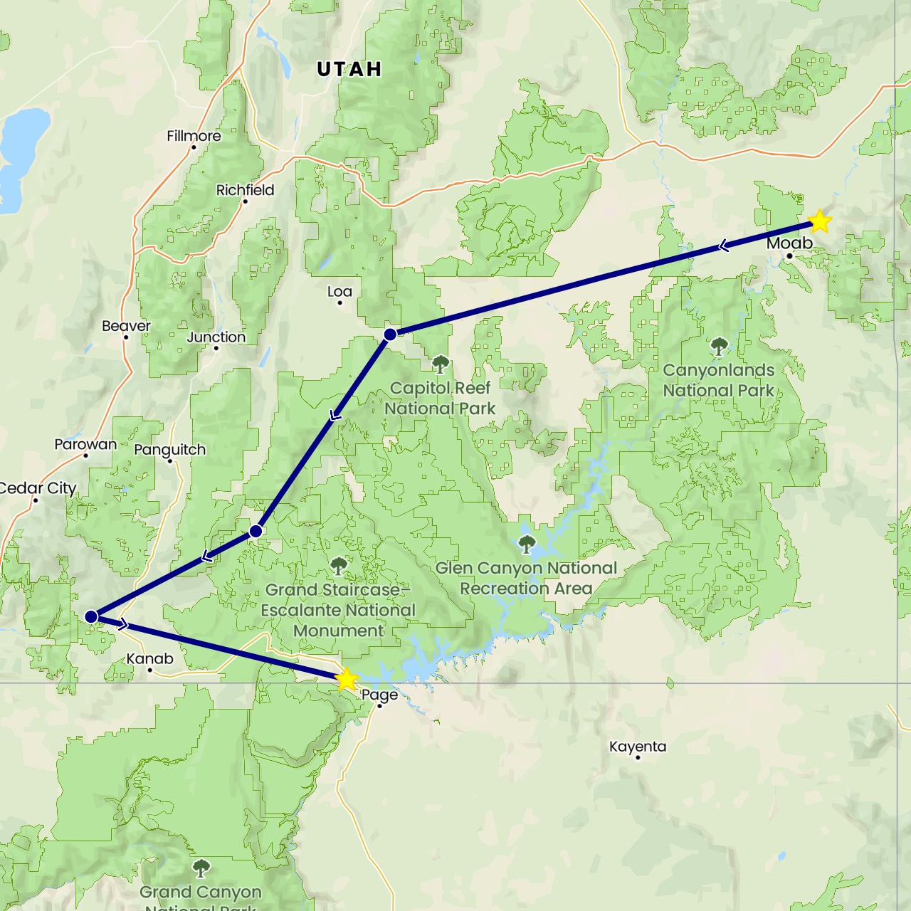 TravelMap itinerary: driving in United States (North America)