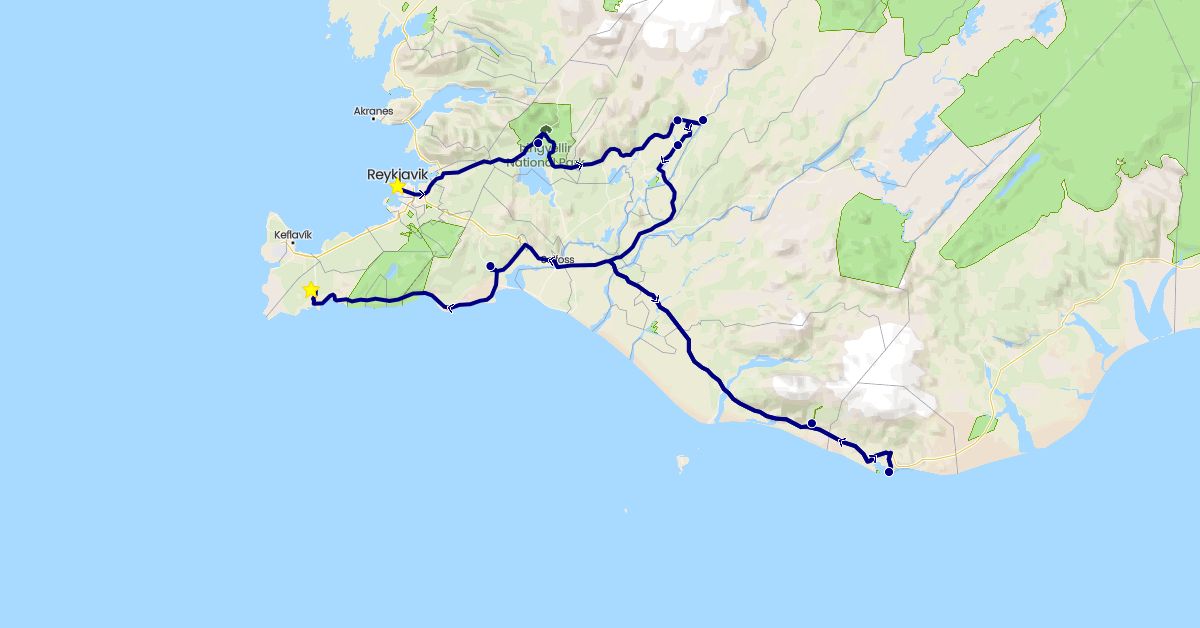TravelMap itinerary: driving in Iceland (Europe)