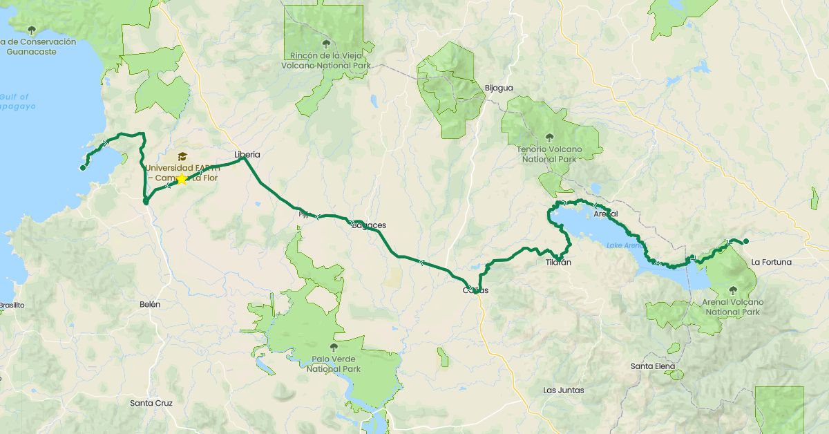 TravelMap itinerary: driving, private car transfer in Costa Rica (North America)